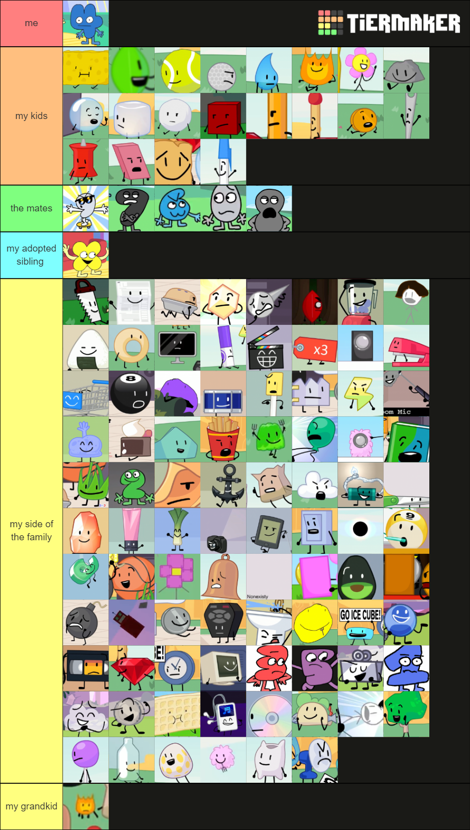 BFDI Characters Tier List (Community Rankings) - TierMaker