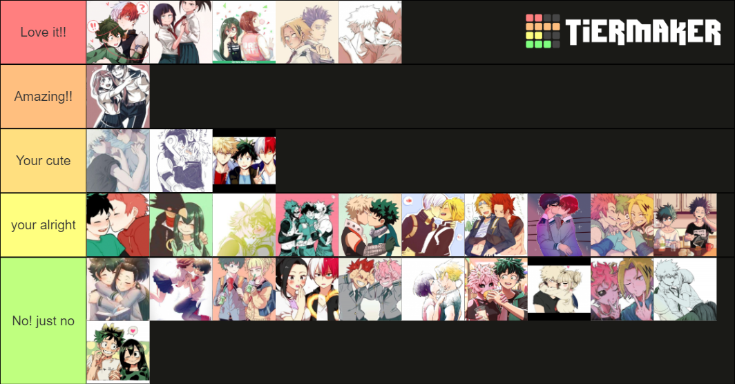 Bnha ships Tier List (Community Rankings) - TierMaker