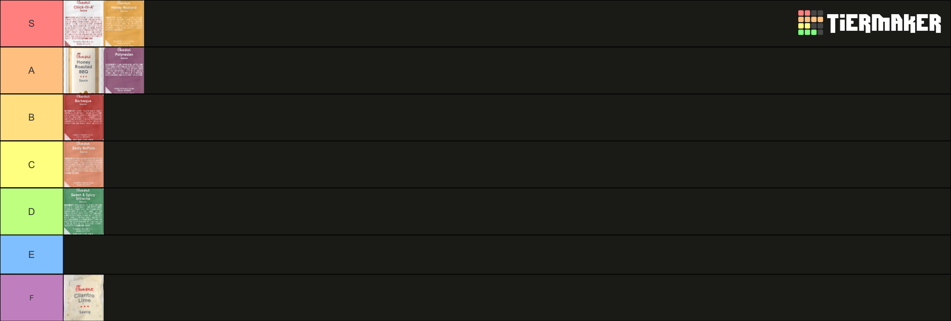 Chick fil a sauces Tier List Rankings) TierMaker