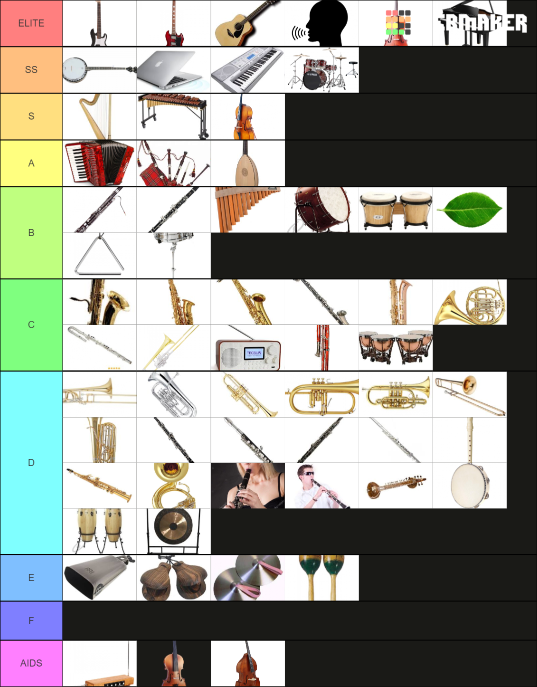 INSTRUMENT TIER LIST Tier List Rankings) TierMaker