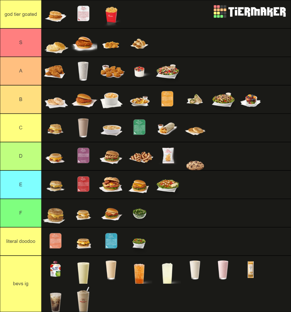 ChickFilA Menu Items Tier List Rankings) TierMaker