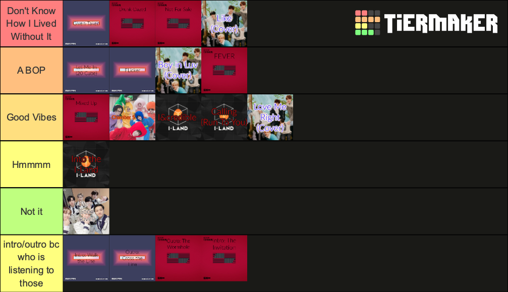 All ENHYPEN songs (April 2021) Tier List (Community Rankings) - TierMaker