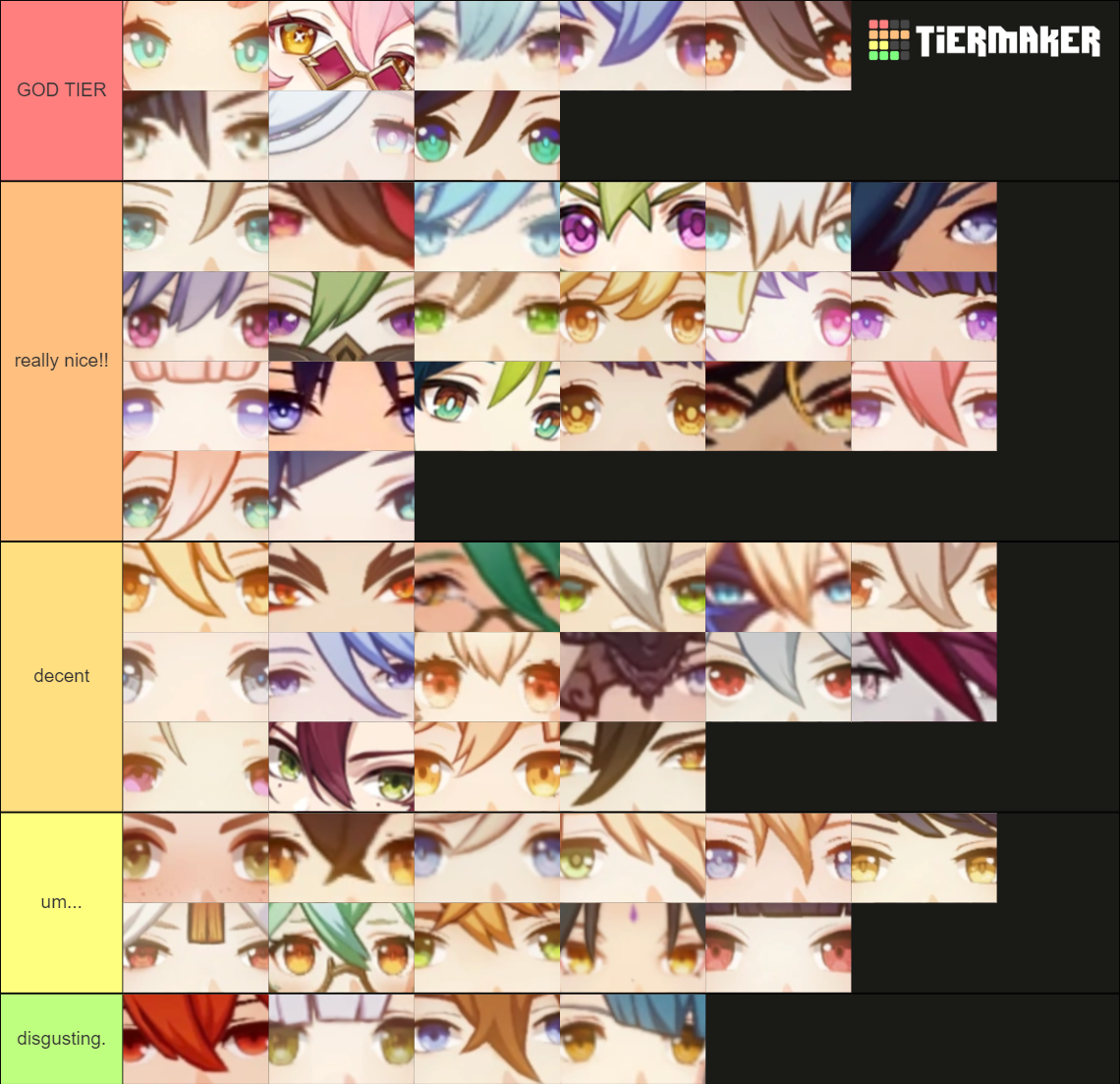 Genshin Impact Eyes 28 Some Unplayable Characters Tier List Community Rankings Tiermaker 9628