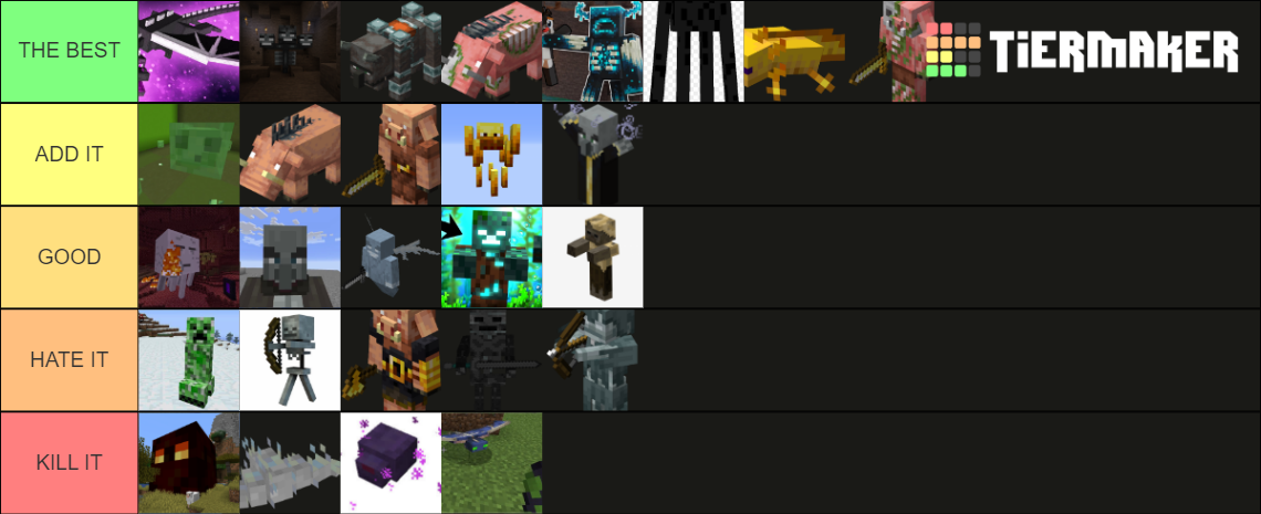 MINECRAFT MOBS Tier List (Community Rankings) - TierMaker