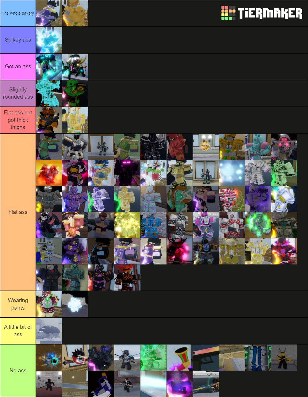 yba skin ass Tier List (Community Rankings) - TierMaker