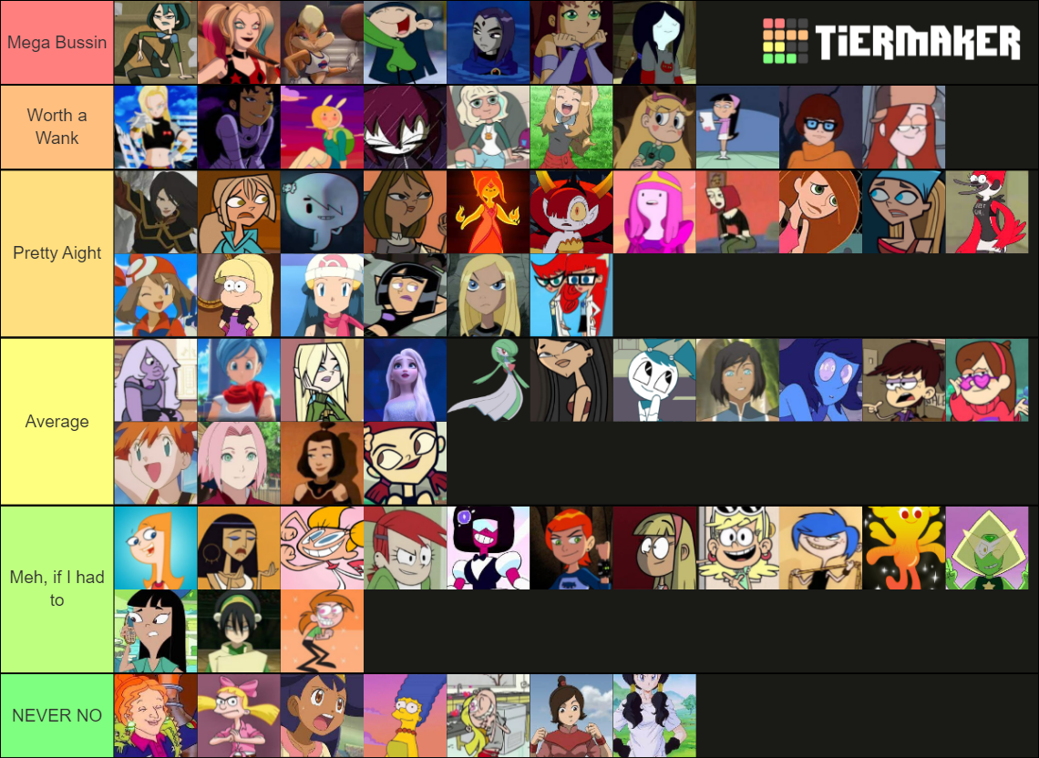 Hottest Cartoon Characters Of All Time Tier List (Community Rankings ...