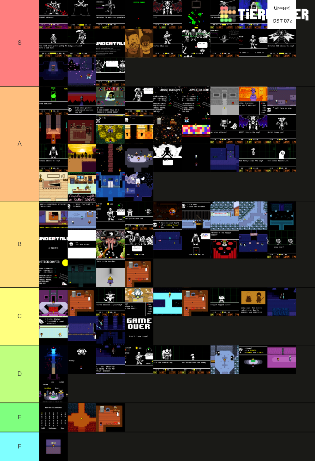 tier list soundtrack undertale