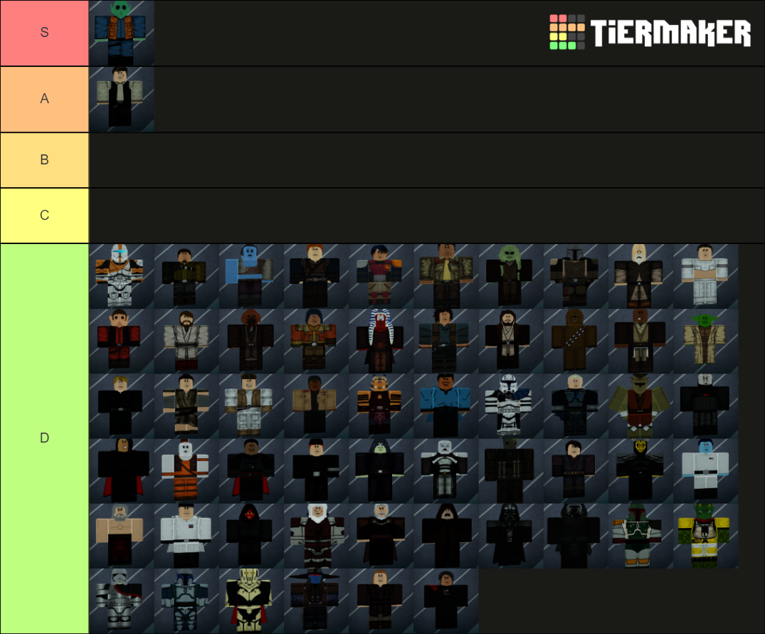Roblox star wars heroes vs villains updated tier list community