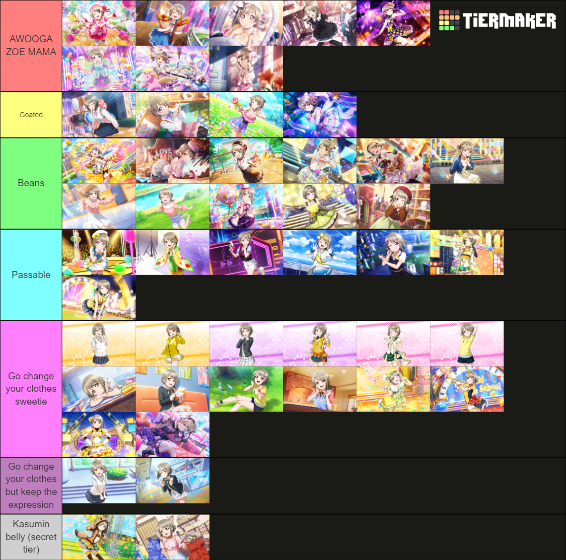 Kasumin Cards Love Live Tier List Rankings) TierMaker