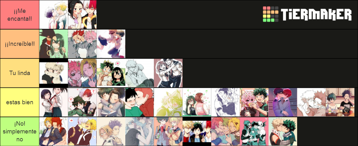 Bnha ships Tier List (Community Rankings) - TierMaker