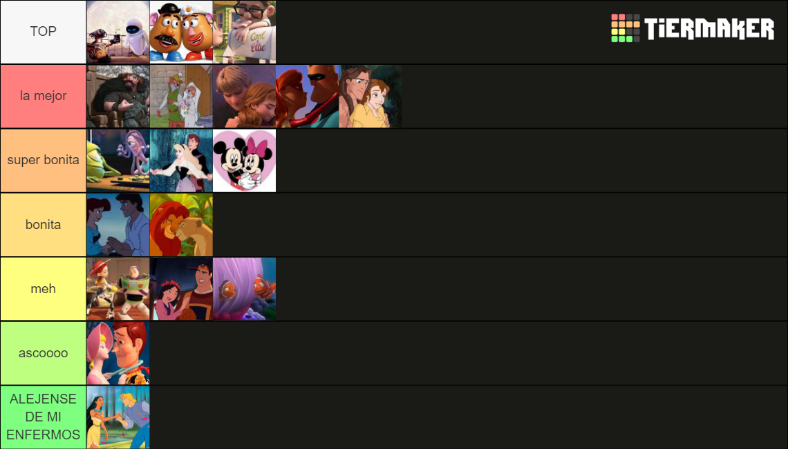 Parejas De Disney Y Pixar Tier List (community Rankings) - Tiermaker