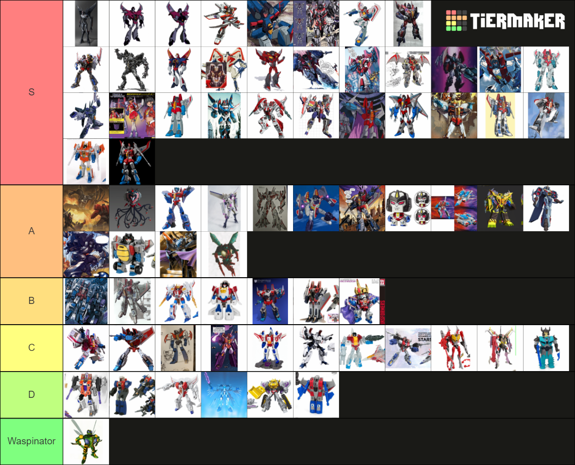 ALMOST Every Starscream Design Tier List (Community Rankings) - TierMaker