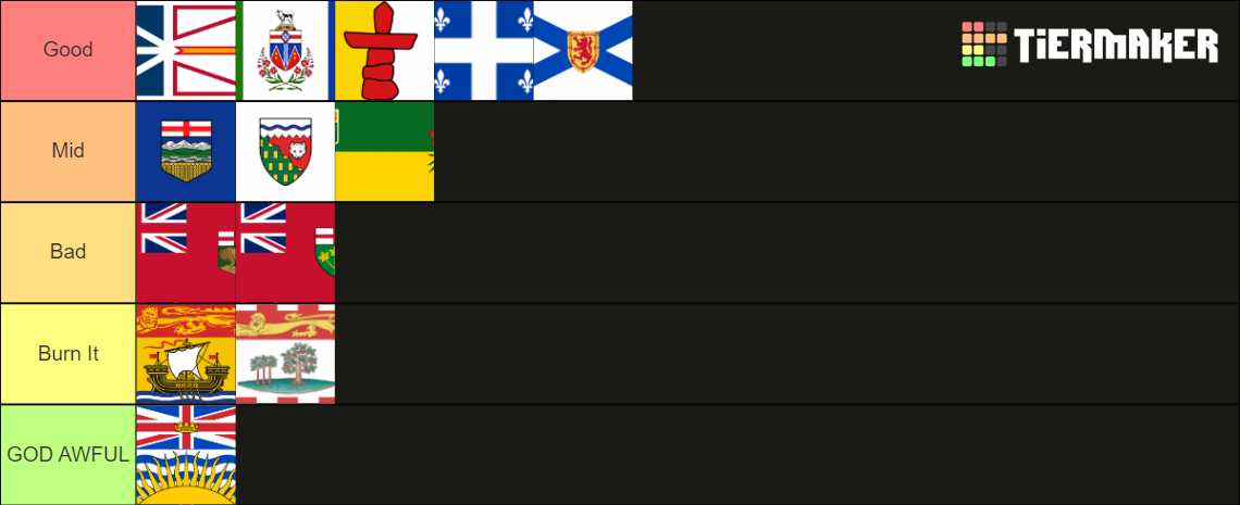 Canadian Province Flags Tier List (Community Rankings) - TierMaker