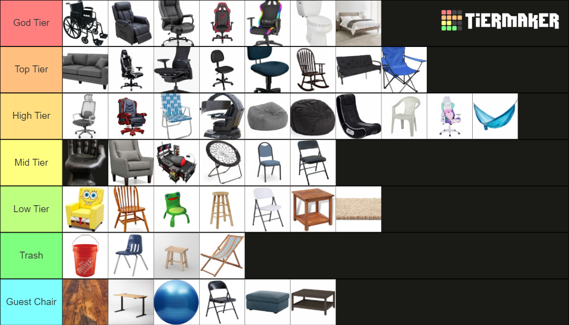 ULTIMATE GAMING CHAIR TIERLIST 🪑 Tier List Rankings) TierMaker