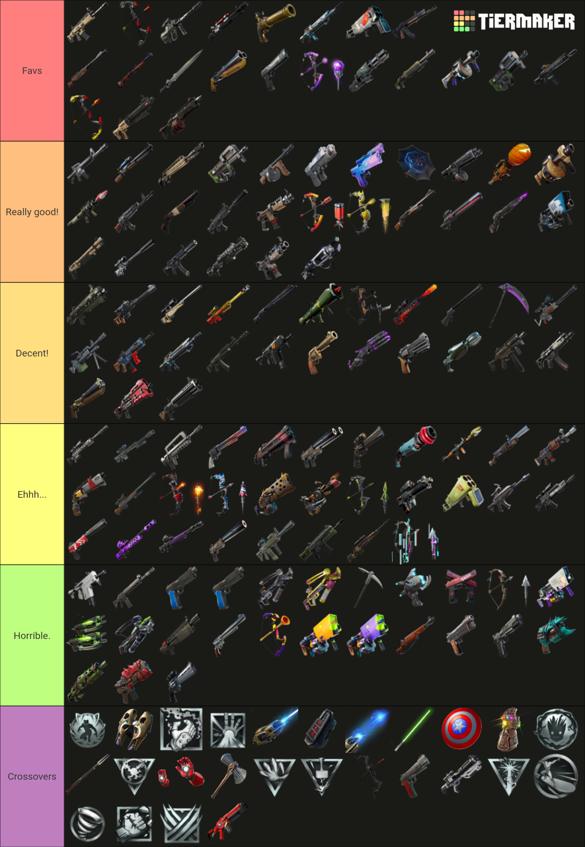 Every Fortnite Weapon (C1 S1 - C3 S3) (Discontinued) Tier List ...