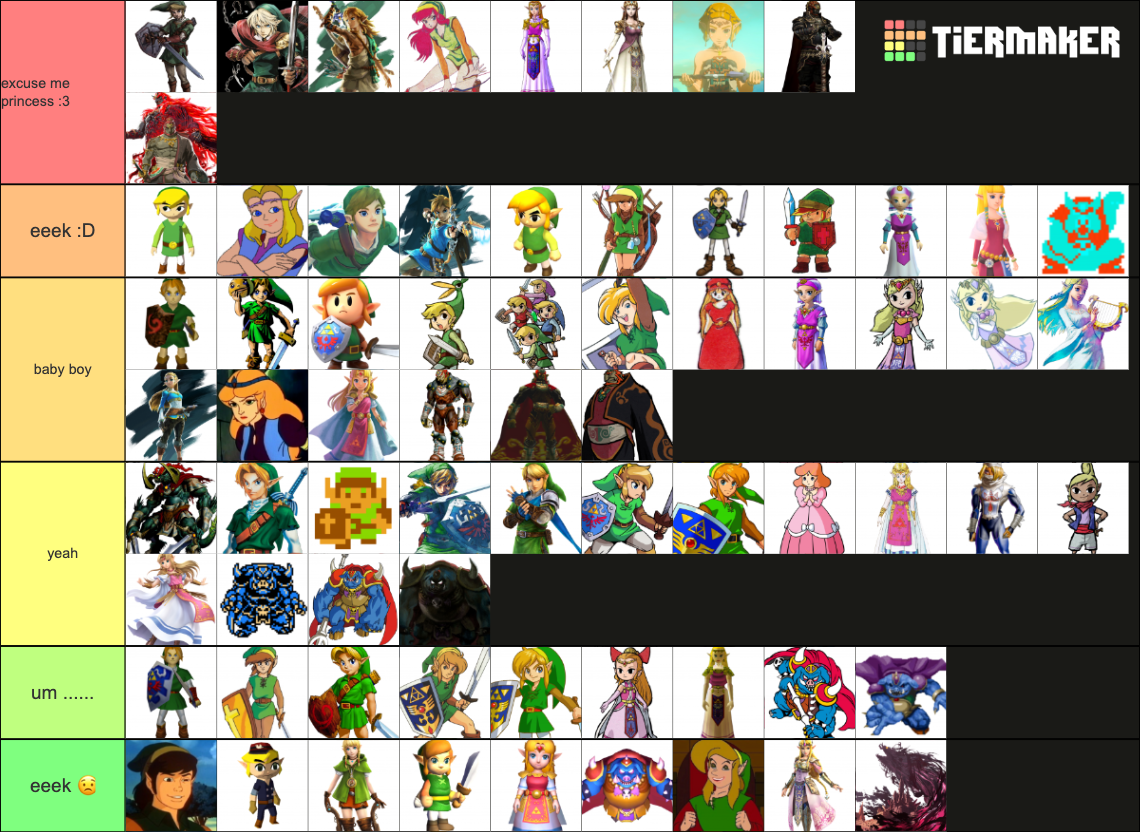 all link zelda and ganon designs Tier List (Community Rankings) - TierMaker