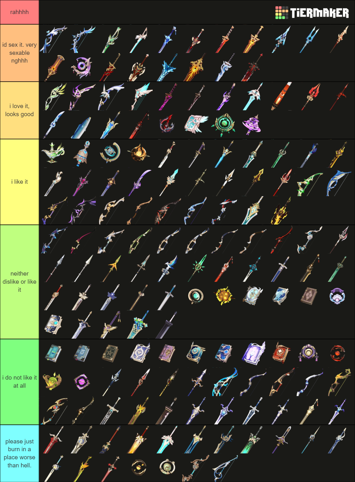 Genshin Weapon Tierlist 3 8 Tier List Community Rankings TierMaker