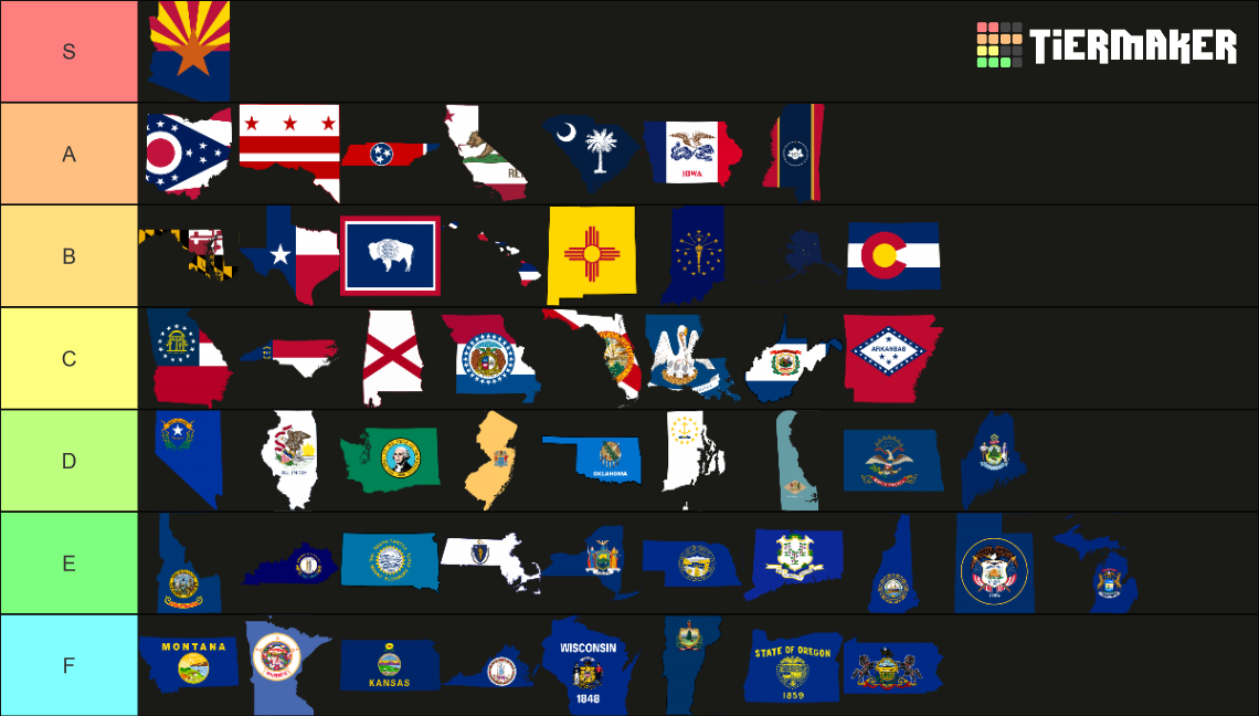 50 states of The United States (Official Flag maps). Tier List ...