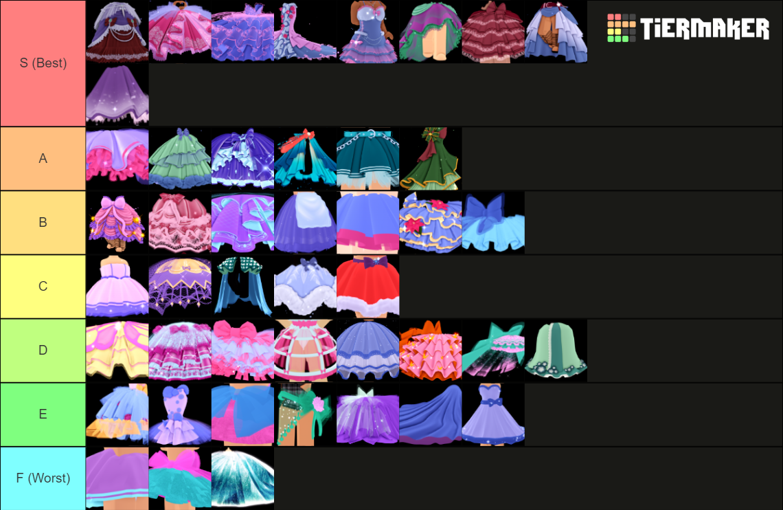 Royale High Skirts (8/1/2023) Tier List (Community Rankings) - TierMaker