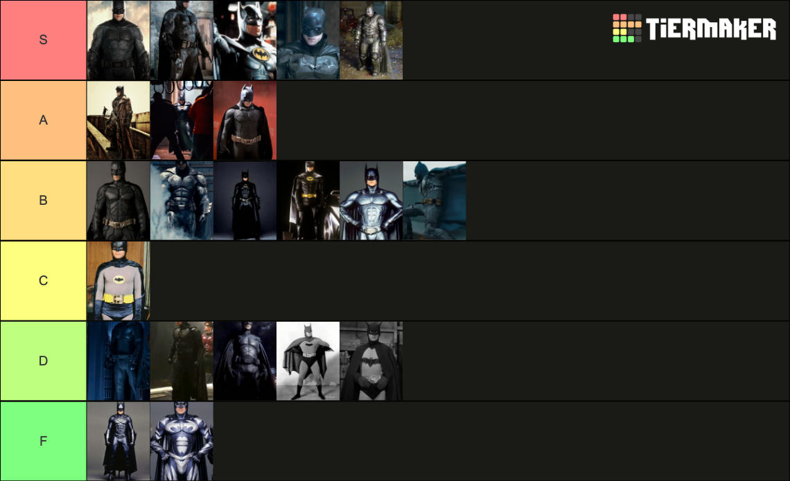 EVERY LIVE ACTION Batsuit Tier List (Community Rankings) - TierMaker