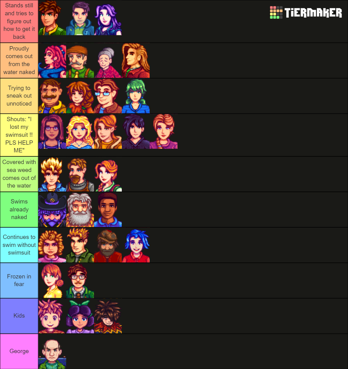 Stardew valley characters lost their swimsuit Tier List (Community ...