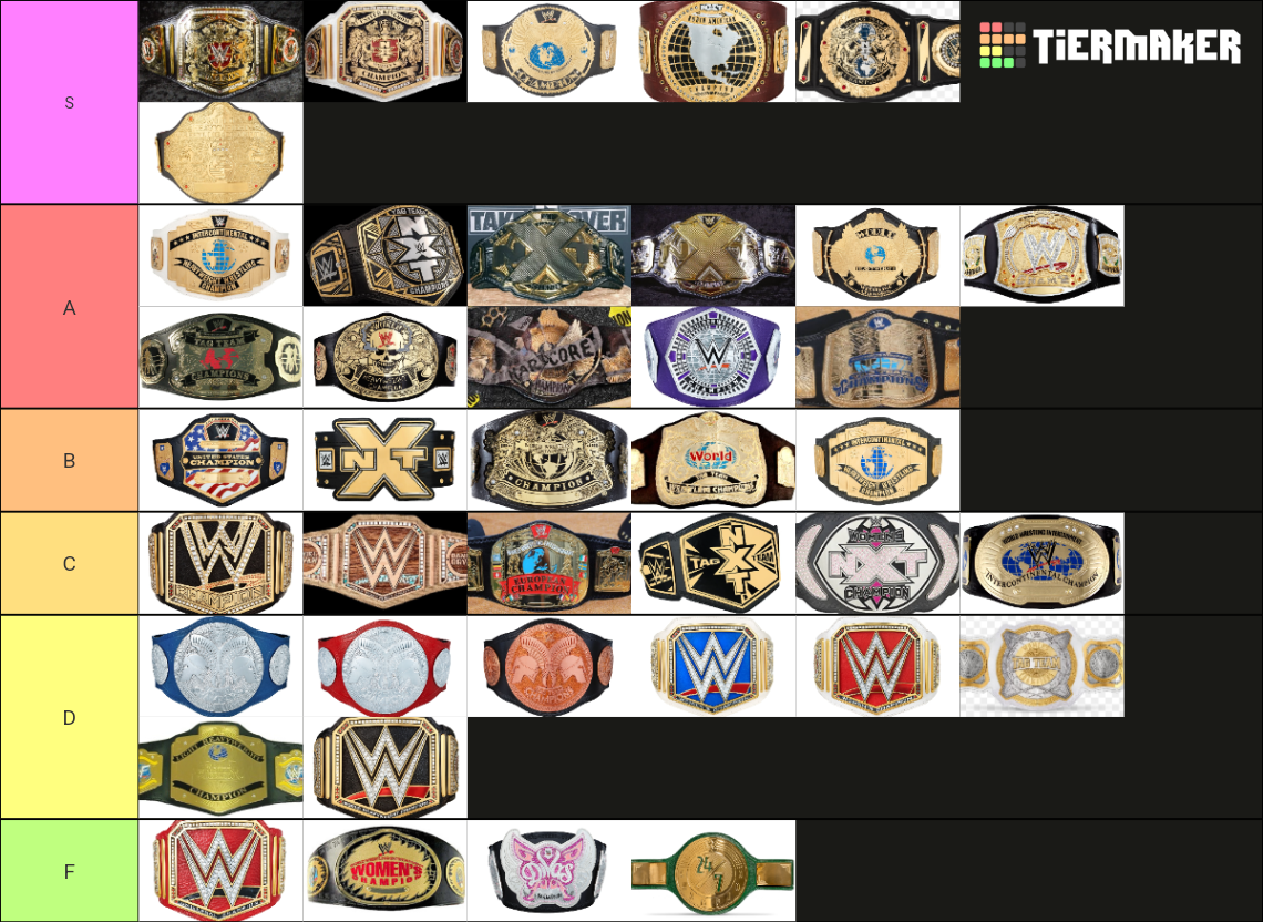 WWE Belts Tier List Rankings) TierMaker