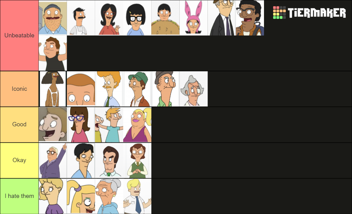 Bobs burgers characters Tier List Rankings) TierMaker