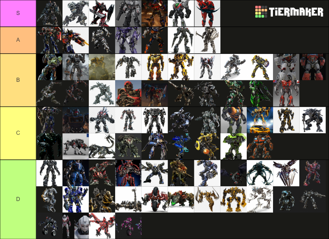 Transformers Movie verse designs Tier List (Community Rankings) - TierMaker