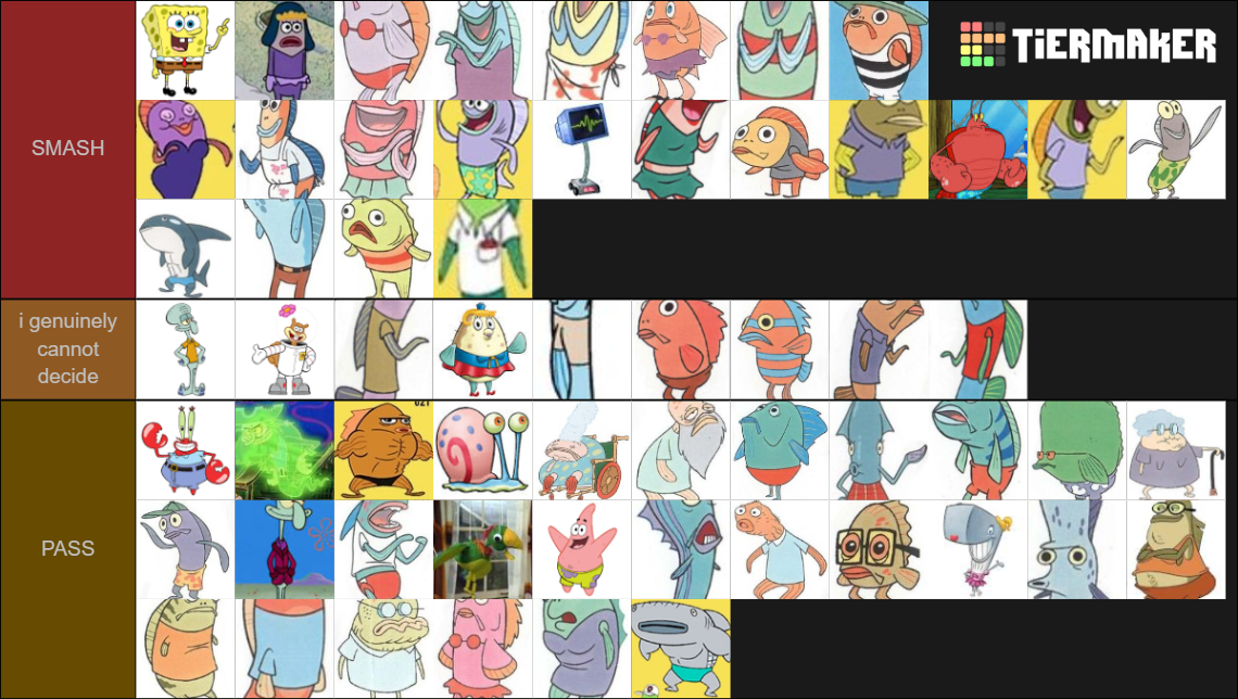 SpongeBob Smash Or Pass Tier List (Community Rankings) - TierMaker