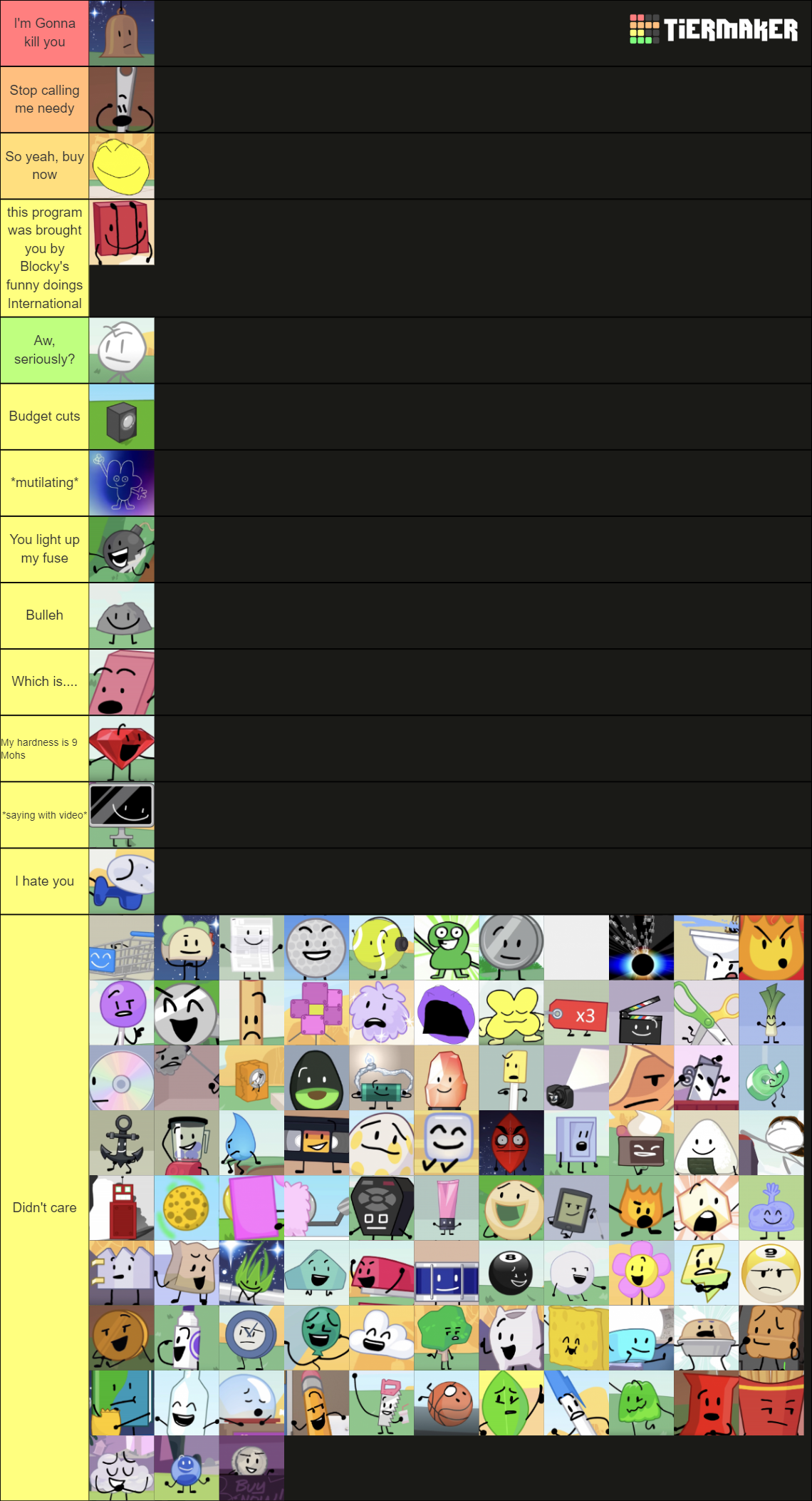 Bfdibfbtpot Characters Tier List Community Rankings Tiermaker 8386