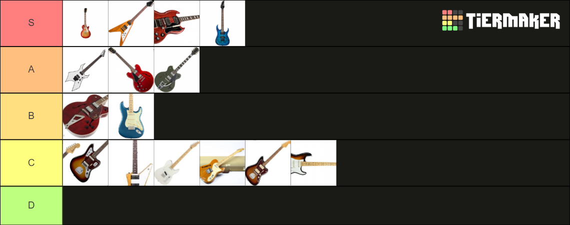 Classic Electric Guitar Shapes Tier List (Community Rankings) - TierMaker