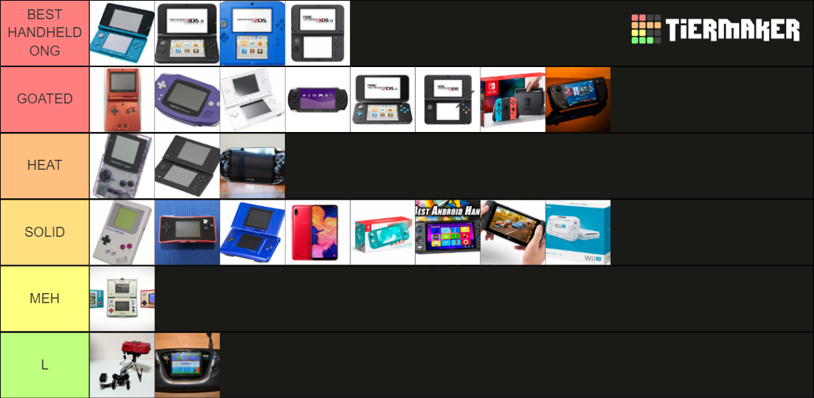 Handheld Tier List Rankings) TierMaker
