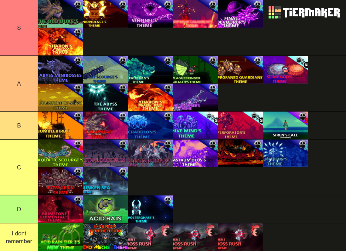 Terraria Calamity Mod Music Tier List (Community Rankings) - TierMaker