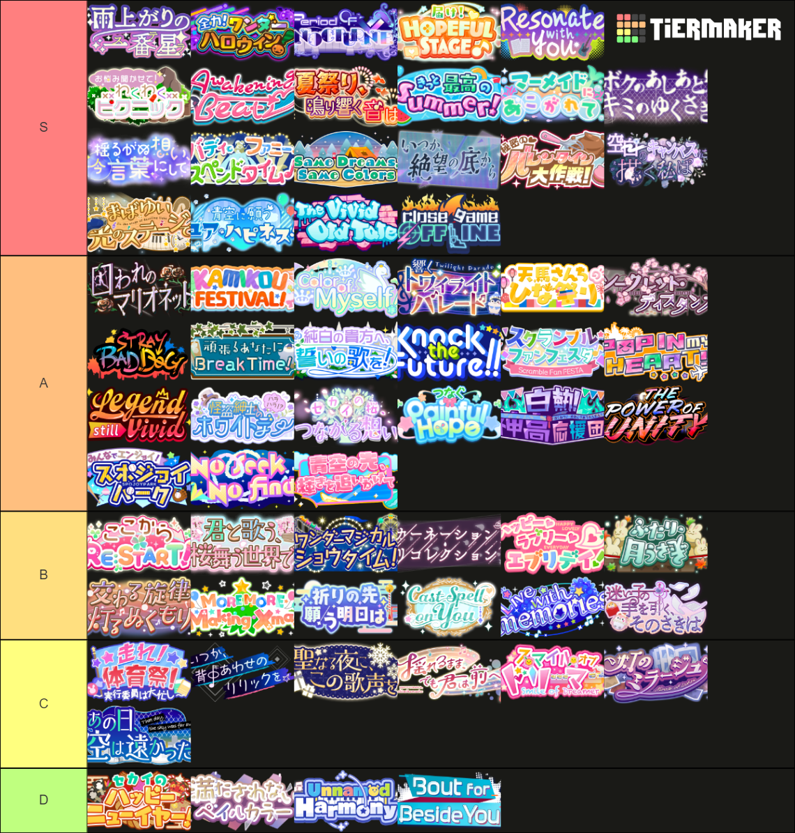 project sekai event card sets Tier List Rankings) TierMaker