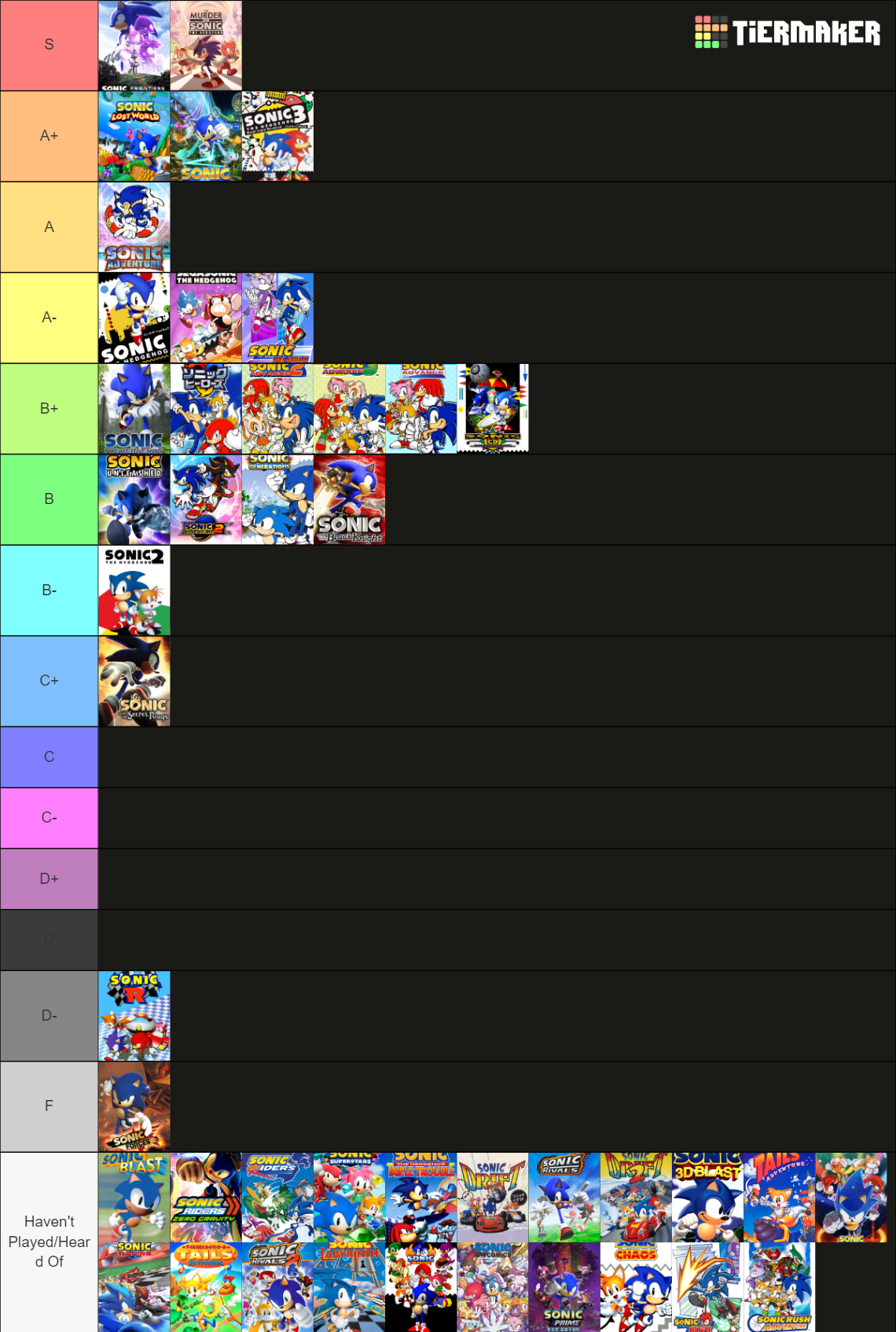 Sonic Games Tier List (Community Rankings) - TierMaker