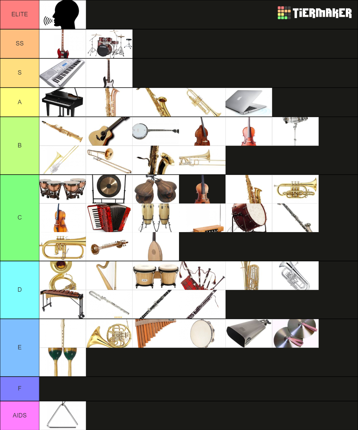 INSTRUMENT TIER LIST Tier List Rankings) TierMaker