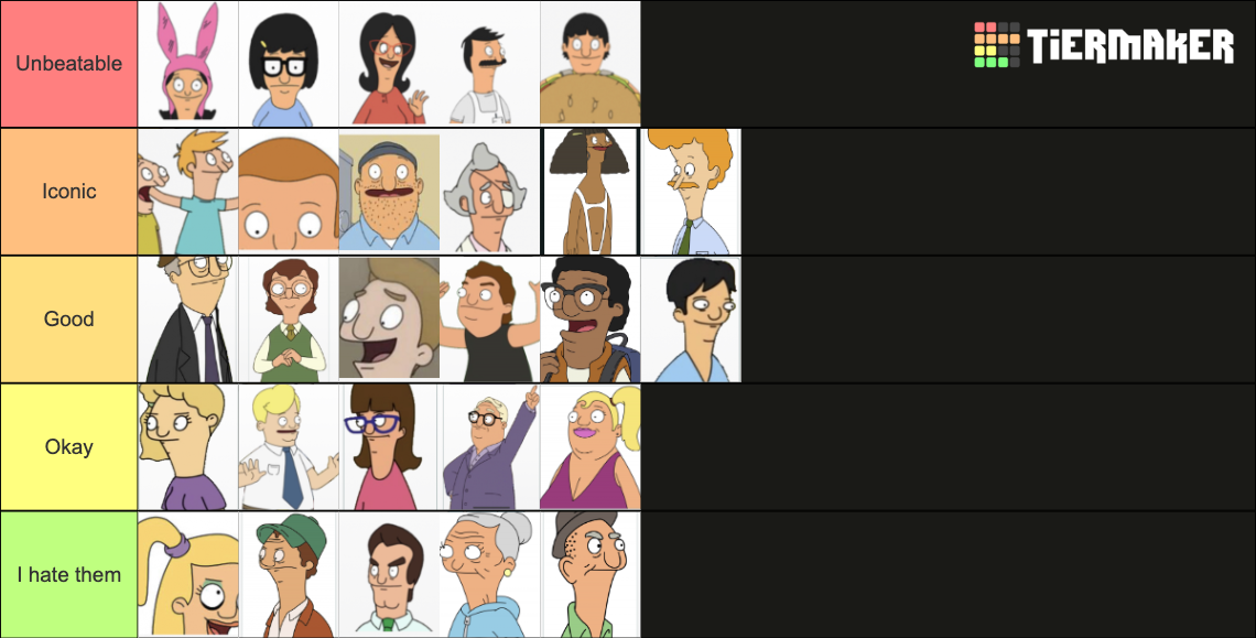 Bobs burgers characters Tier List Rankings) TierMaker