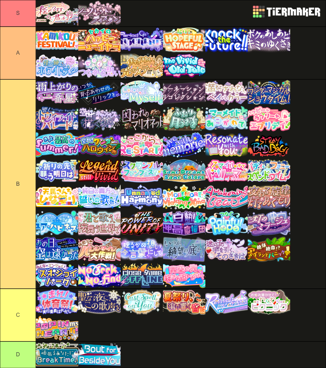 project sekai event card sets Tier List Rankings) TierMaker
