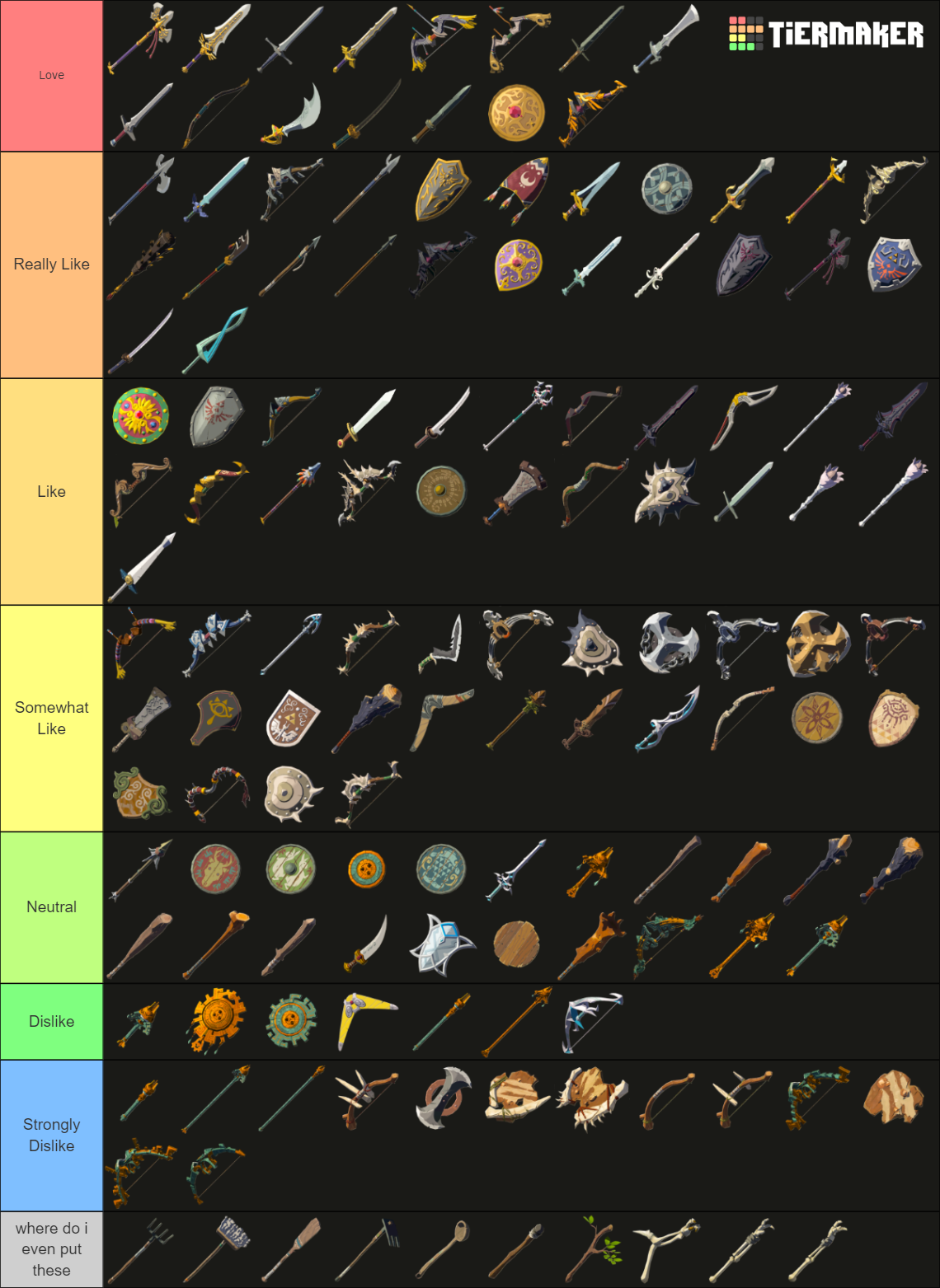 Tears of the Kingdom Weapon Tier List Rankings) TierMaker