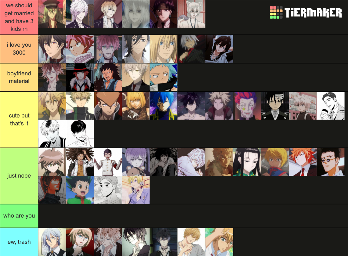 husbando tier-list (+400) ♡ anime&manga // shojo&shonen ♡ Tier List ...