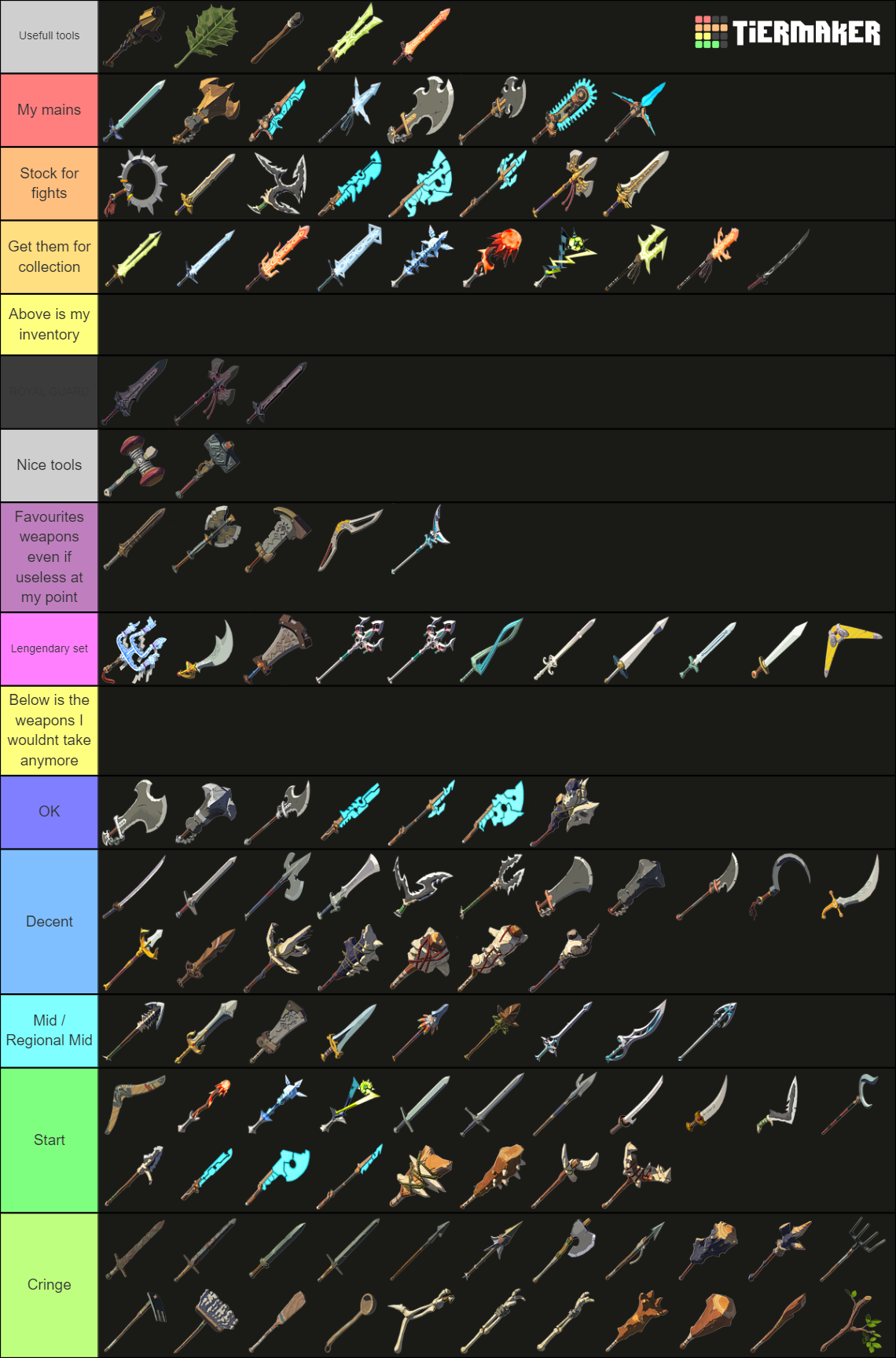 The Legend of Zelda: Breath of the Wild weapons Tier List (Community ...