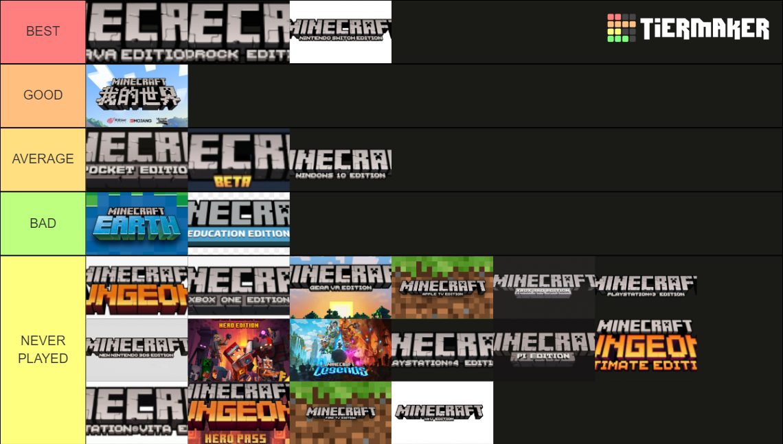 All 20+ Minecraft games made by Mojang! Tier List (Community Rankings ...