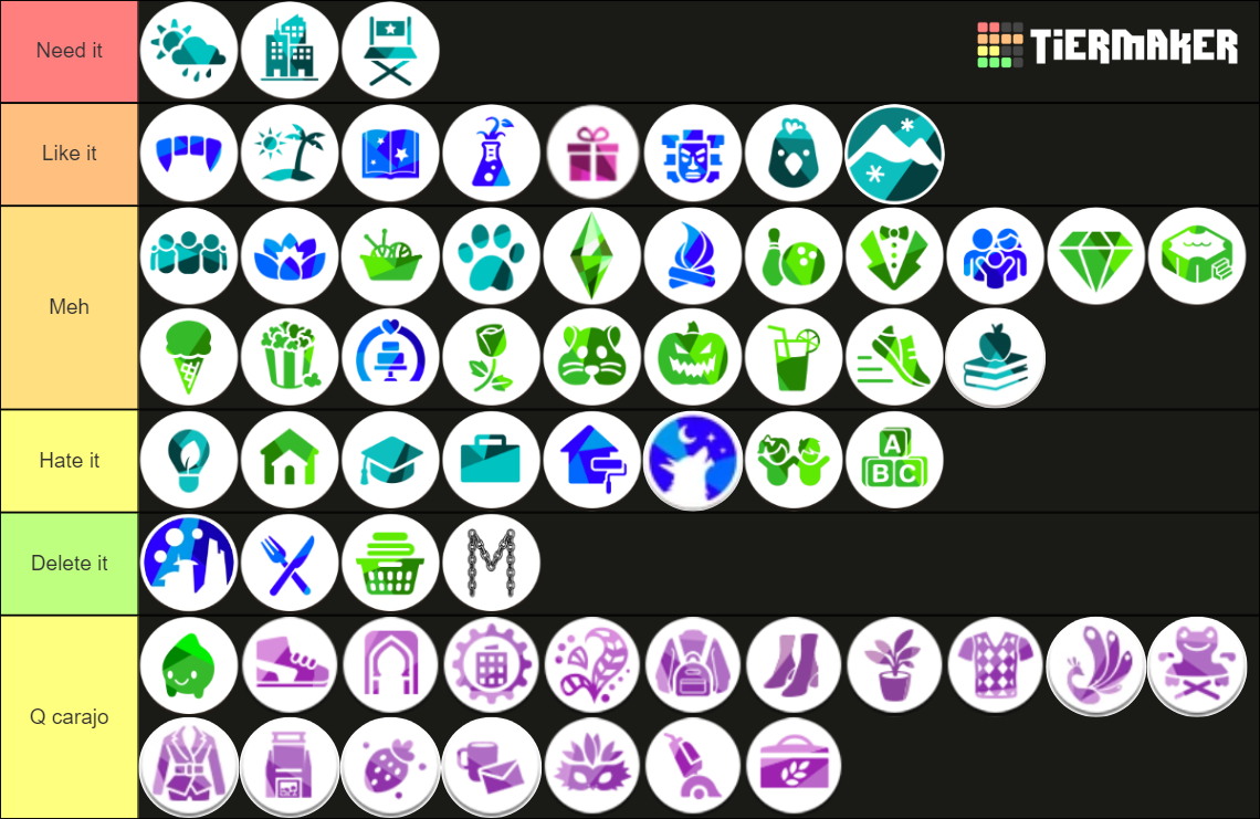 Sims 4 packs (Update january 19 2023, Simtimates kit) Tier List ...