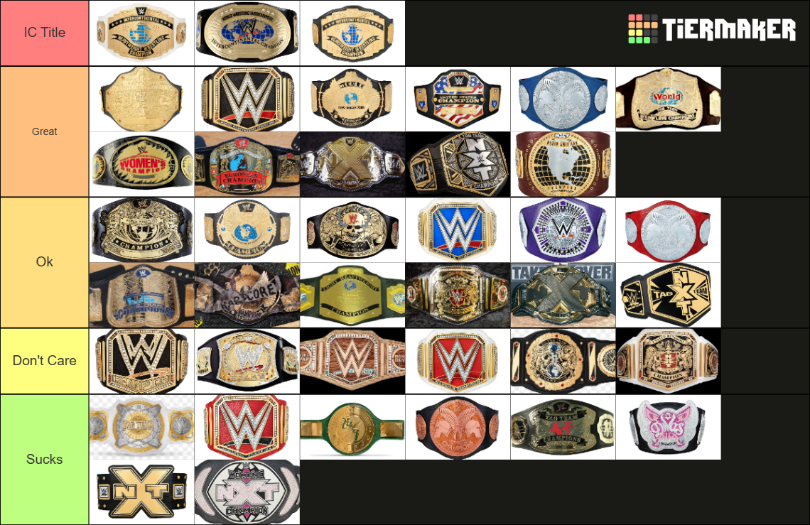 WWE Belts Tier List (Community Rankings) - TierMaker