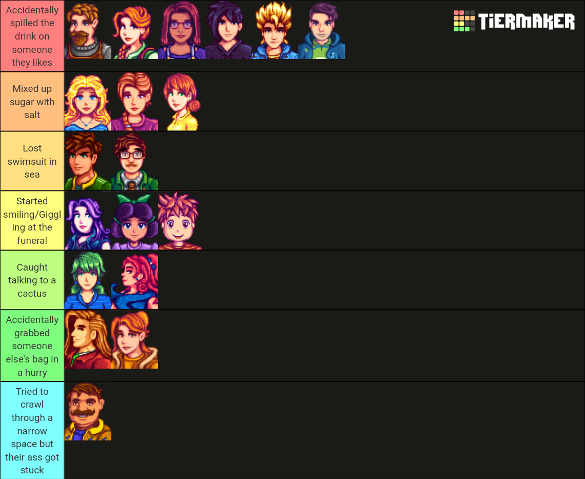 Stardew valley characters awkward situation Tier List (Community ...