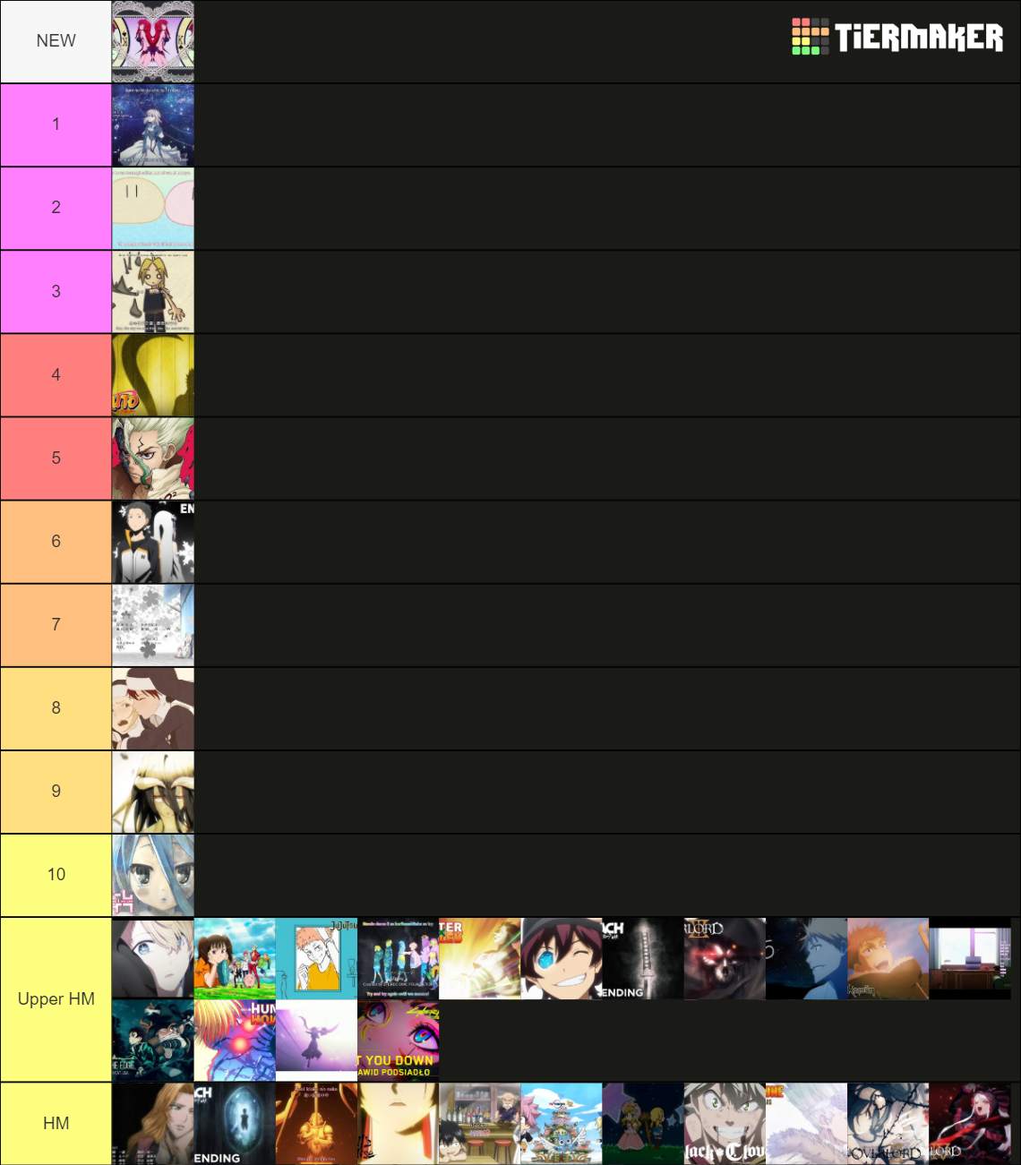 Anime Endings Tier List Rankings) TierMaker