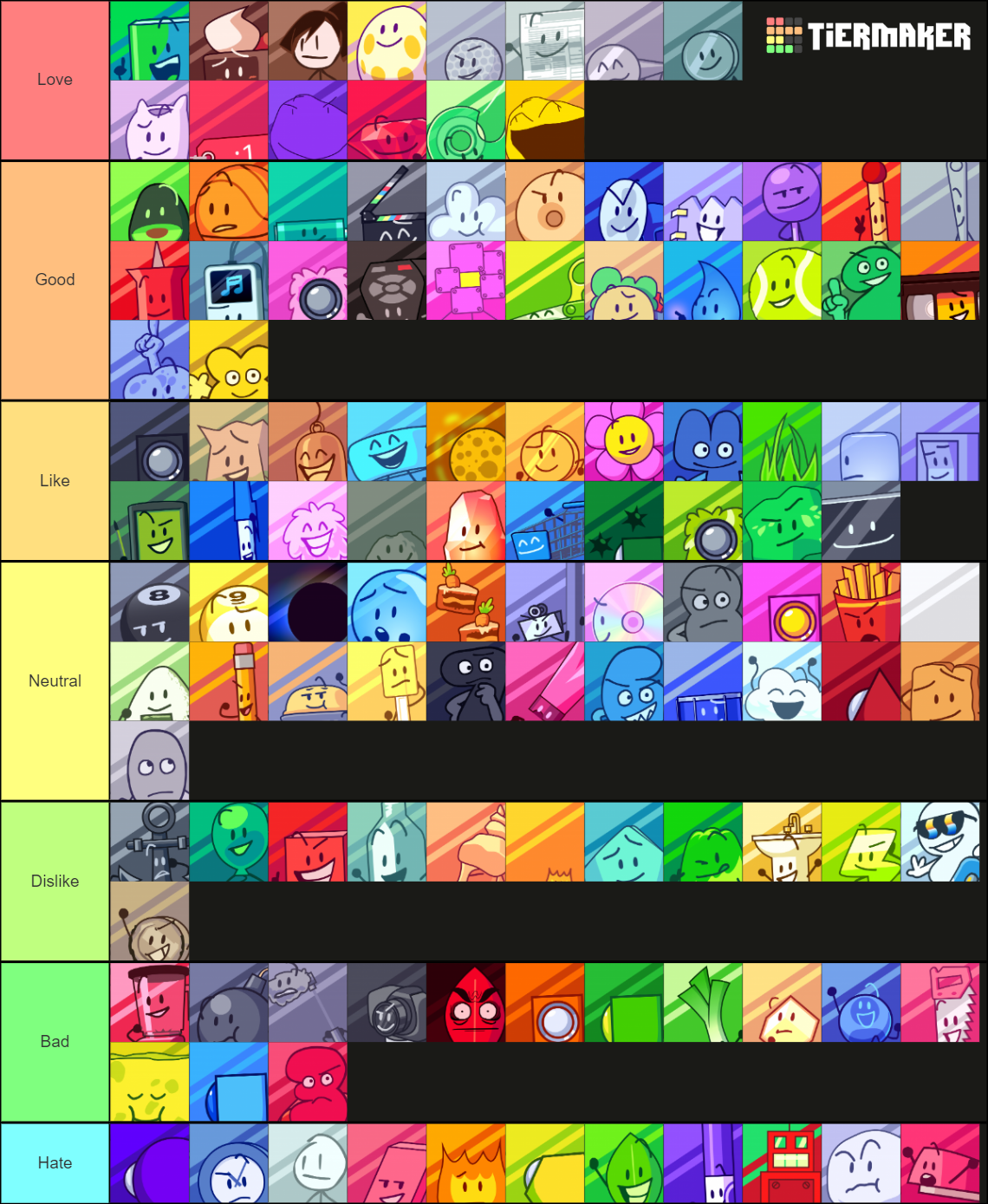 Bfdi Bfdia Bfb And Tpot As Of Tpot And Bfb Tier List Community Rankings Tiermaker