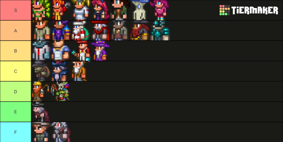 Terraria NPC Tier List Rankings) TierMaker