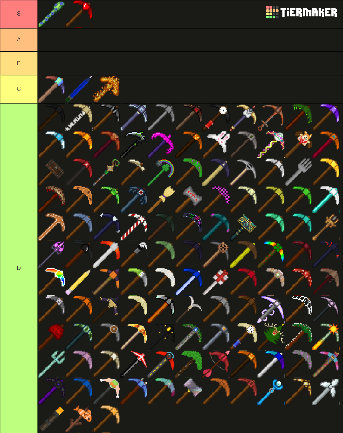 PickCrafter Pickaxes Tier List Rankings) TierMaker