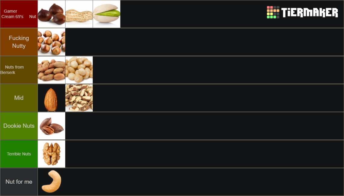 Nut ALL NUTS Tier List Rankings) TierMaker